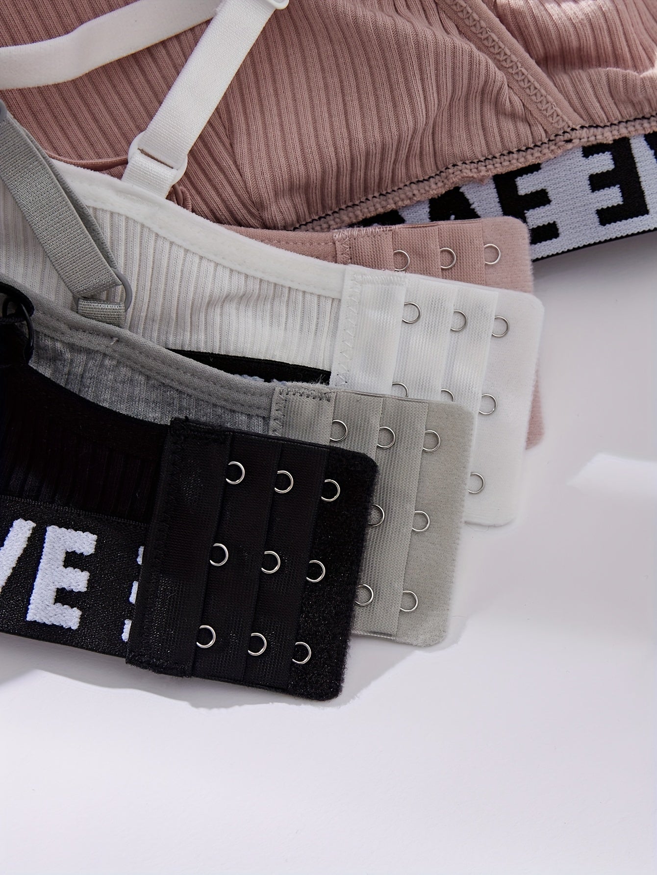 Women's 4-Piece Letter Print Lingerie Set Camisole Bra and Panties