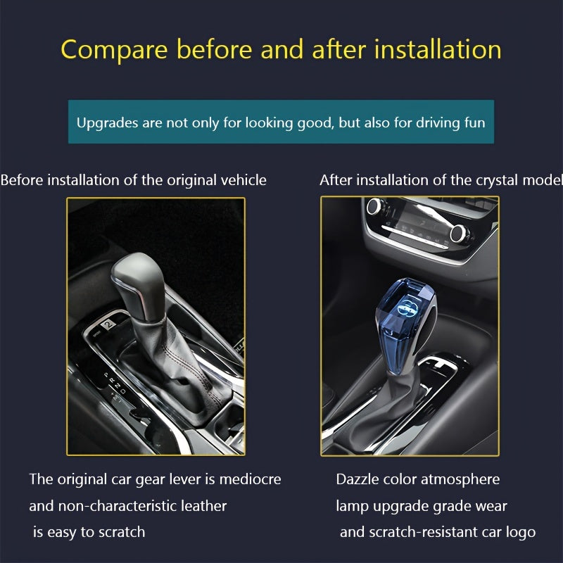 Palanca de cambios con luz táctil LED de cristal para coches manuales y automáticos