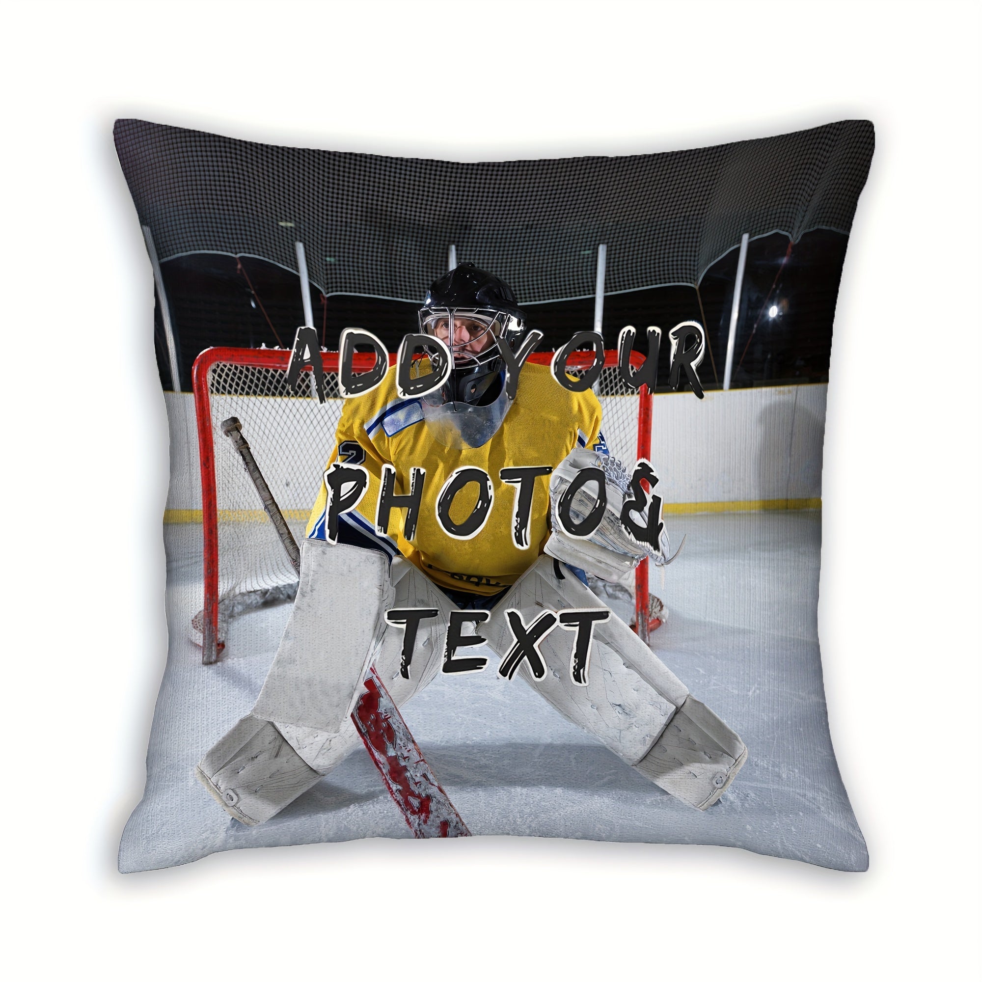 Personalized Ice Hockey Goalie Pillow Cover 45.72cm Polyester Plush Gift