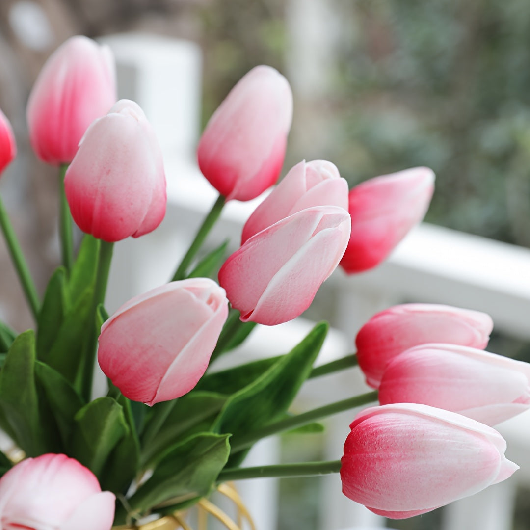 Sun'iy tulip gullari to'plami 9, 18 yoki 27 dona, uy ofisi bezatish, to'ylar, partiyalar, sovg'alar uchun