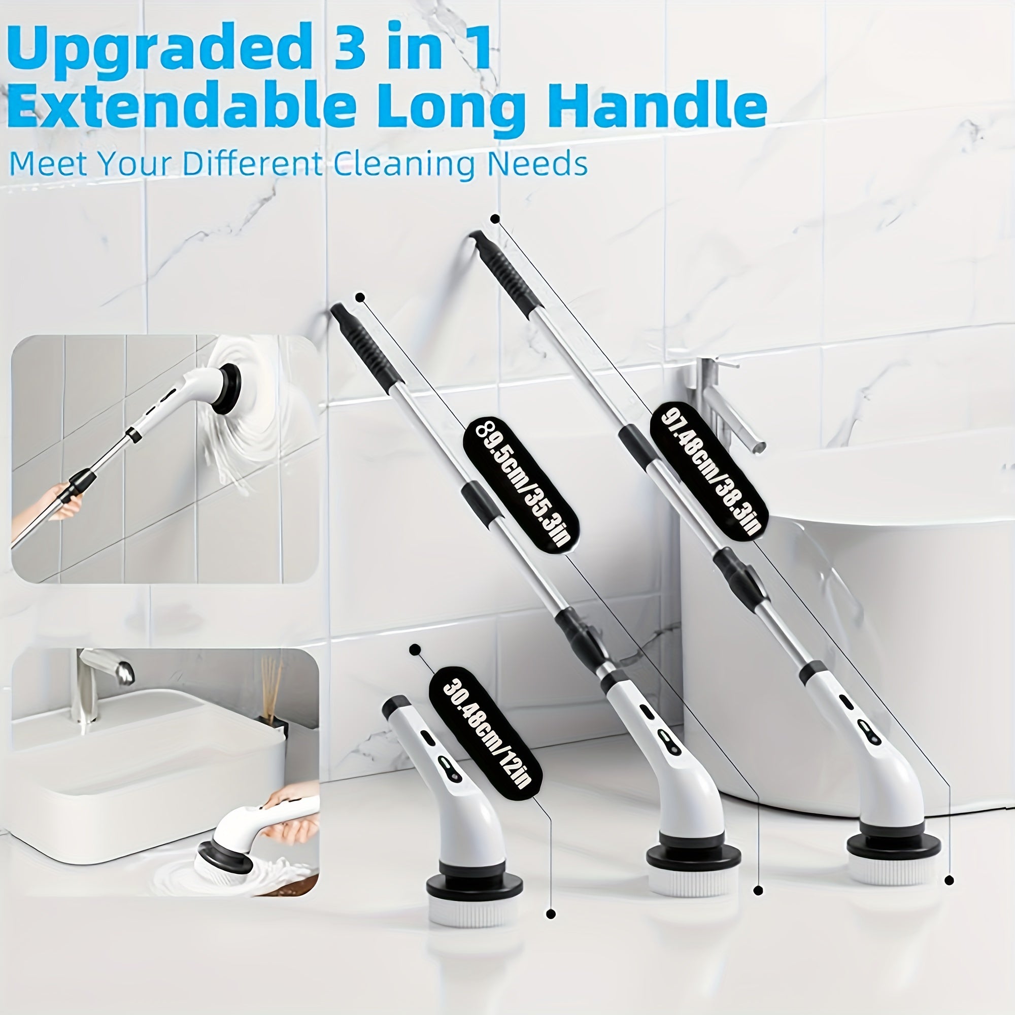 7 ta cho'tka boshli, uzaytiriladigan tutqichli, 360° aylanadigan simsiz elektr tozalash vositasi