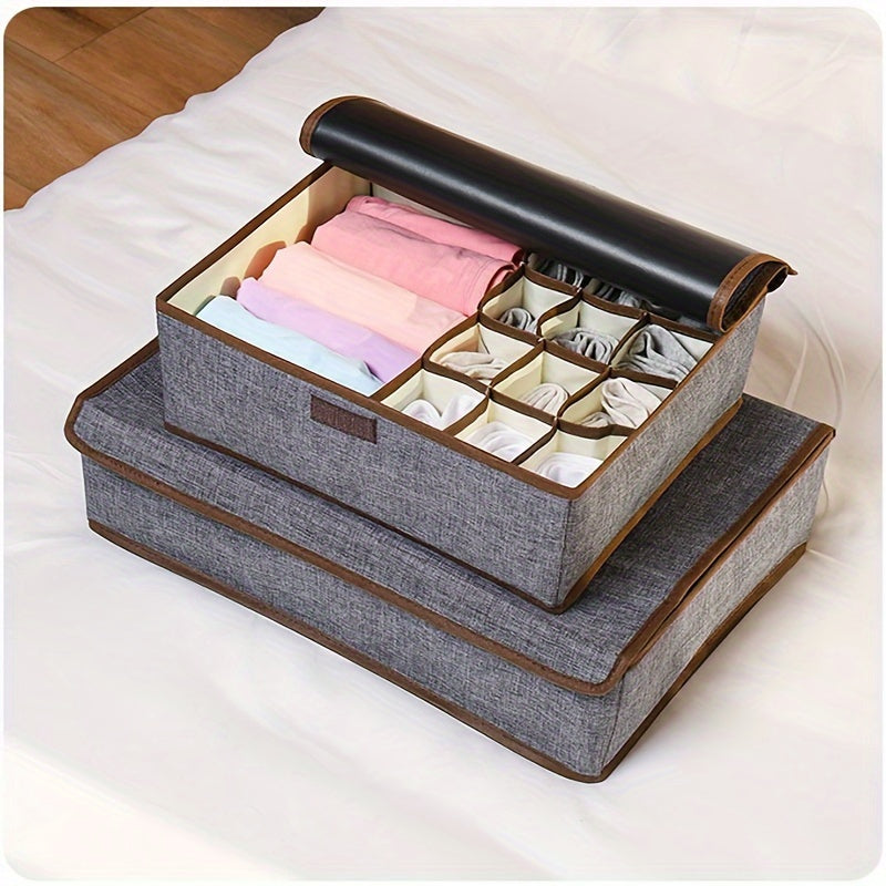 Fabric Storage Basket with Cover for Underwear Socks and Clothes Organize Wardrobe Closet Bedroom