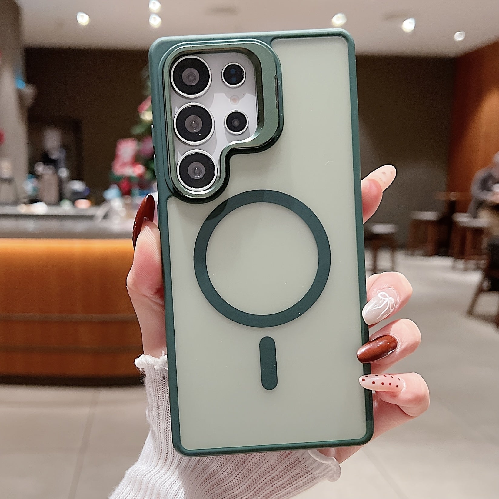 Samsung S25 Ultra Plus Magnetic Shockproof Lens Phone Case with Stand and Anti-Fingerprint Hard Cover