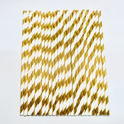 Paquete de 25 o 100 pajillas de papel dorado y blanco con rayas creativas para fiestas y decoraciones