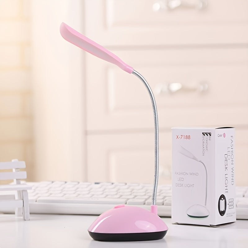 Portable LED Desk Lamp Foldable Eye-Care Mini Table Light Adjustable Angle Battery Operated White