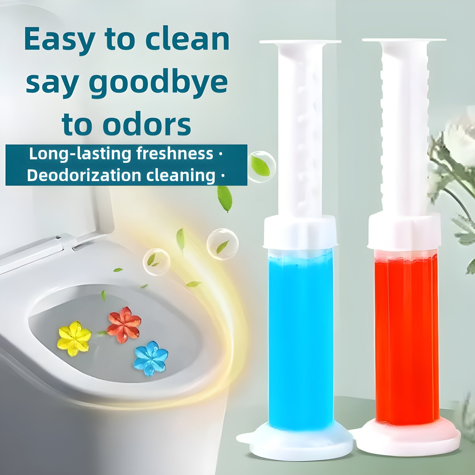 Toilet Cleaner Kit with Sticks Flowers Brush Deodorizer All-in-One Cleaning