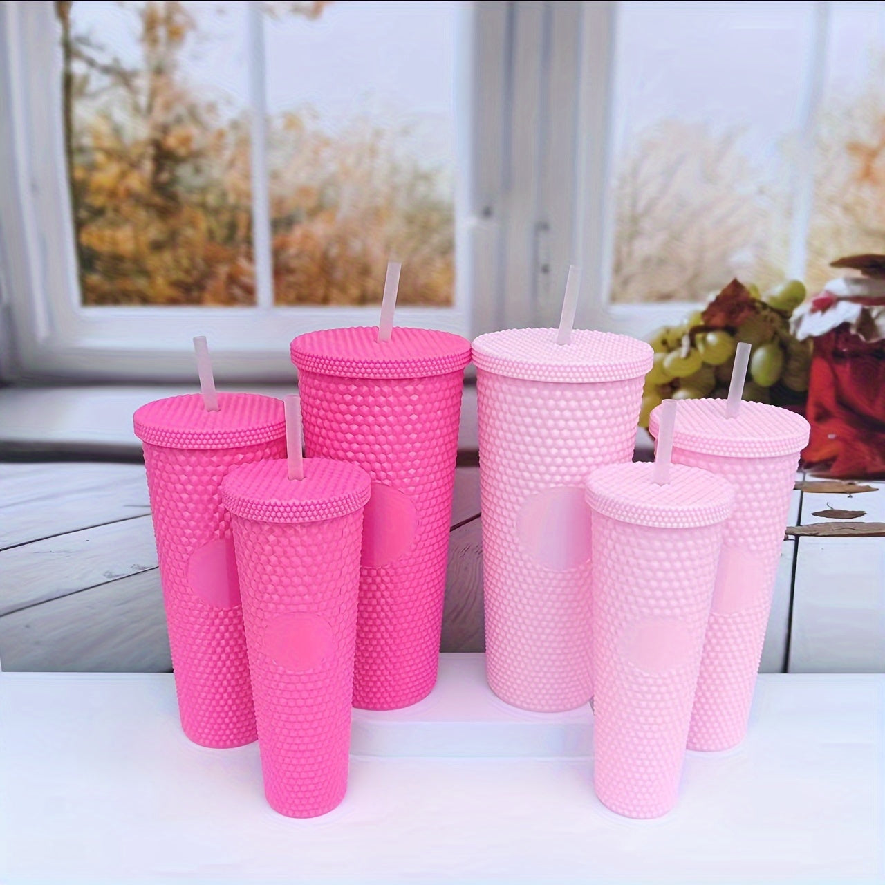 Set of 3 Large Capacity Travel Straw Cups for Kids with Easy Carrying