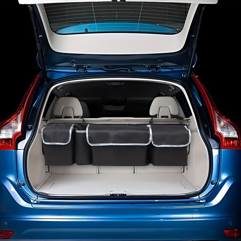 Foldable Car Trunk Organizer Durable Polyester Multi-Compartment Storage
