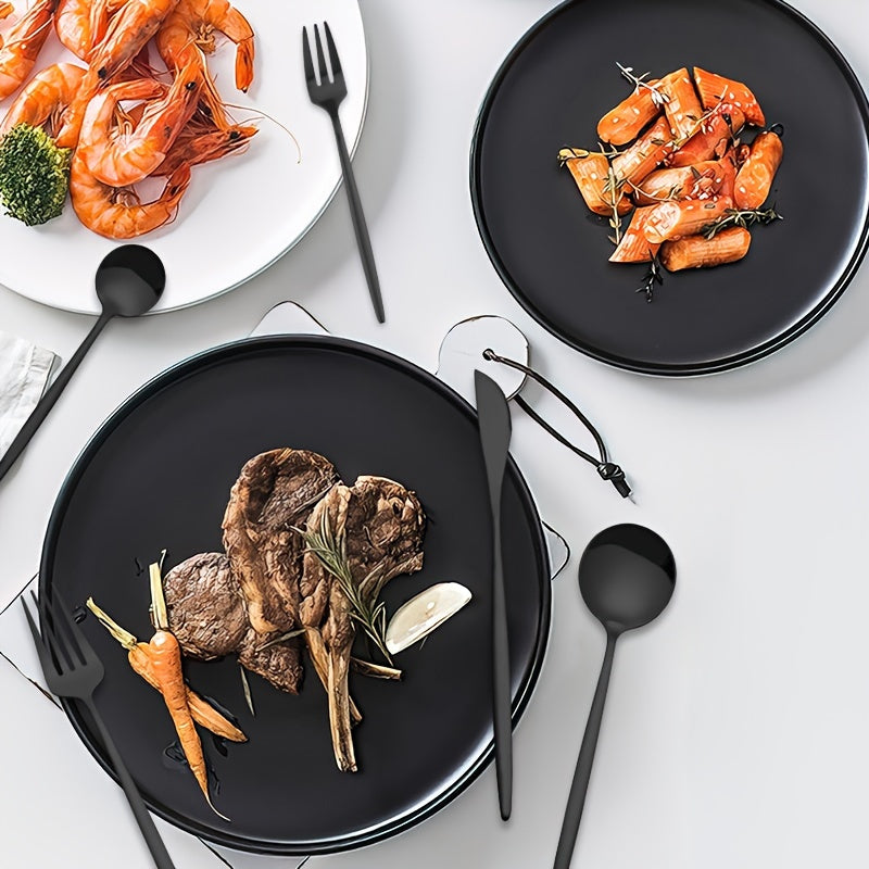 30-частный набор португальских столовых приборов из нержавеющей стали с тонкими ручками, идеальный для стейка, ужина и десерта, идеально подходит для домохозяйств, отелей и ресторанов.