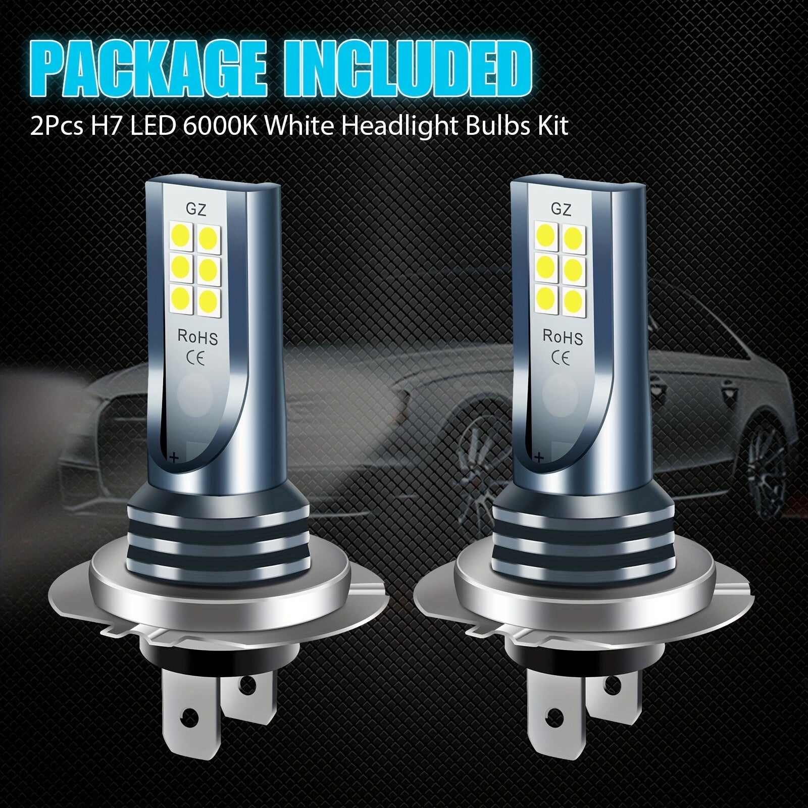 2 piezas de bombillas LED H7 para faros 12 SMD 6000K luz blanca para niebla, compatibles con coches y camiones