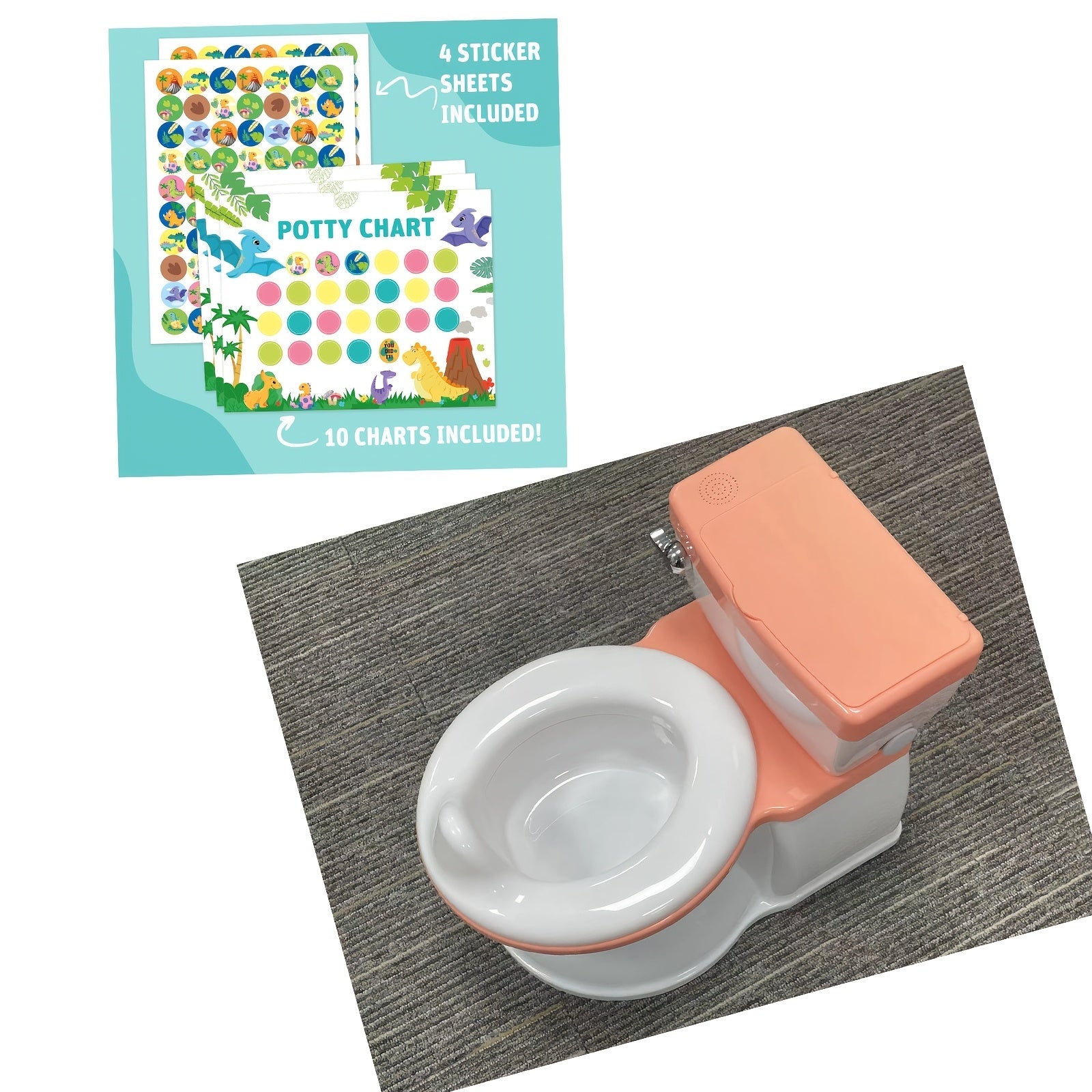 Kids Potty Training Seat Dinosaur Theme with Training Chart and Stickers