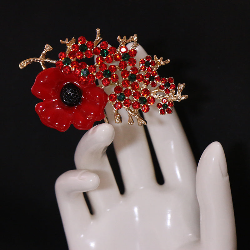 Women’s Christmas Brooch Enamel Pin with Red and Green Accents Irregular Shape