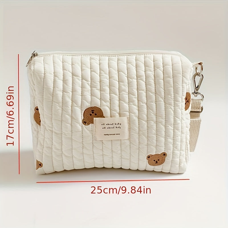 Embroidered Stroller Organizer with Zipper for Moms Baby Essentials Wet Dry Bag