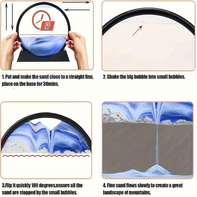 Arte de arena 3D Quicksand Escritorio Paisaje de arena Azul Negro Fibra de vidrio Decoración para el hogar Oficina Invierno Año Nuevo