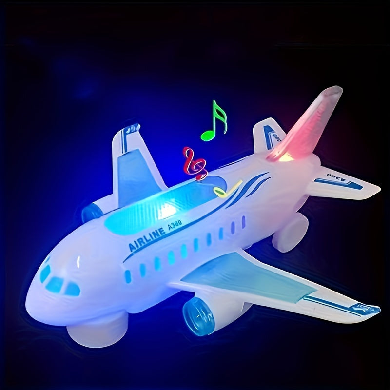 Kids Electric Toy Airplane with Lights and Music White Plastic Model for Boys and Girls