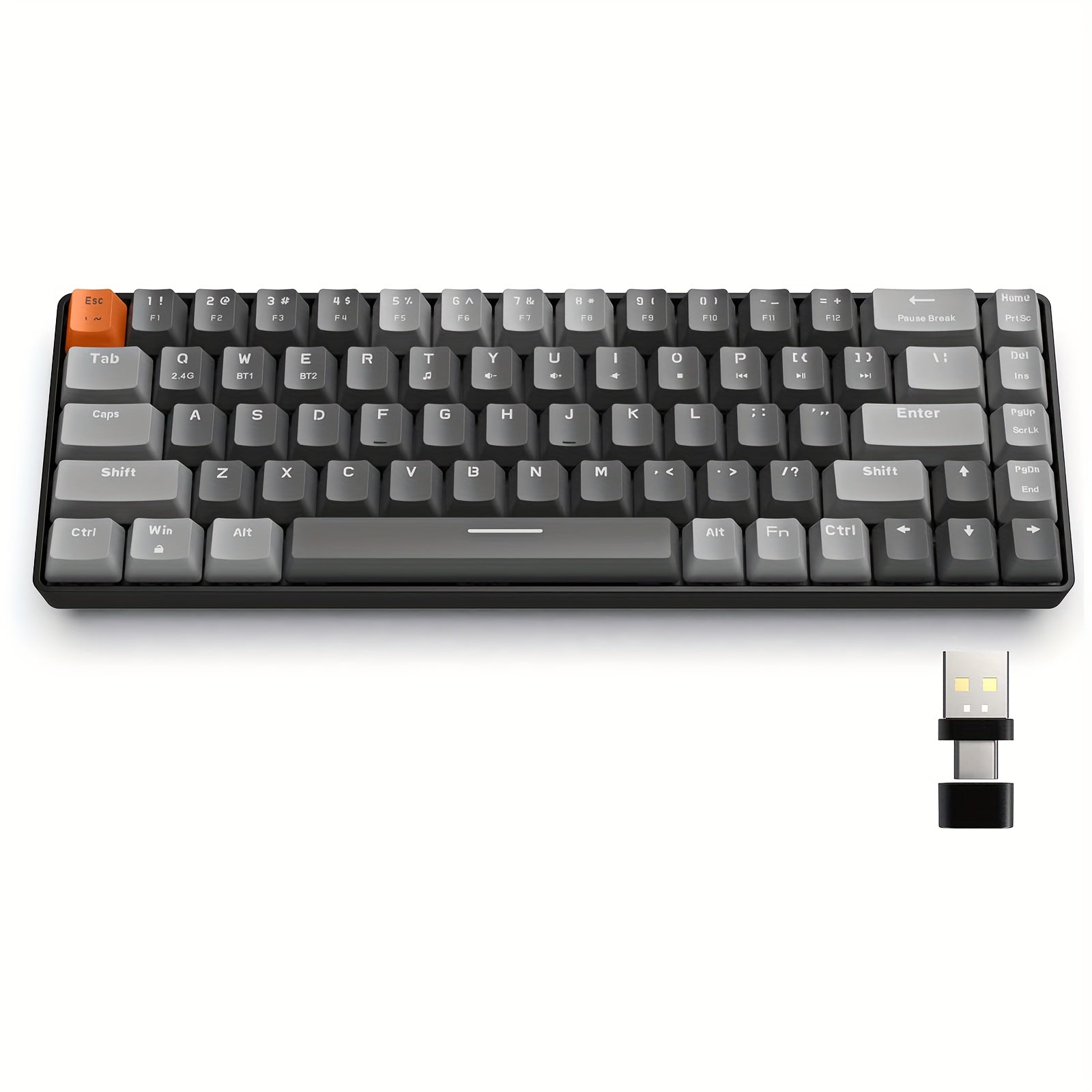 Wireless Mechanical Keyboard 60% Hot Swappable Bluetooth 5.0 2.4GHz for PC Mac Xbox Smartphone