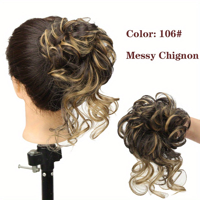 Women Messy Curly Donut Hair Bun Updo Synthetic Hair Extension 25.4cm