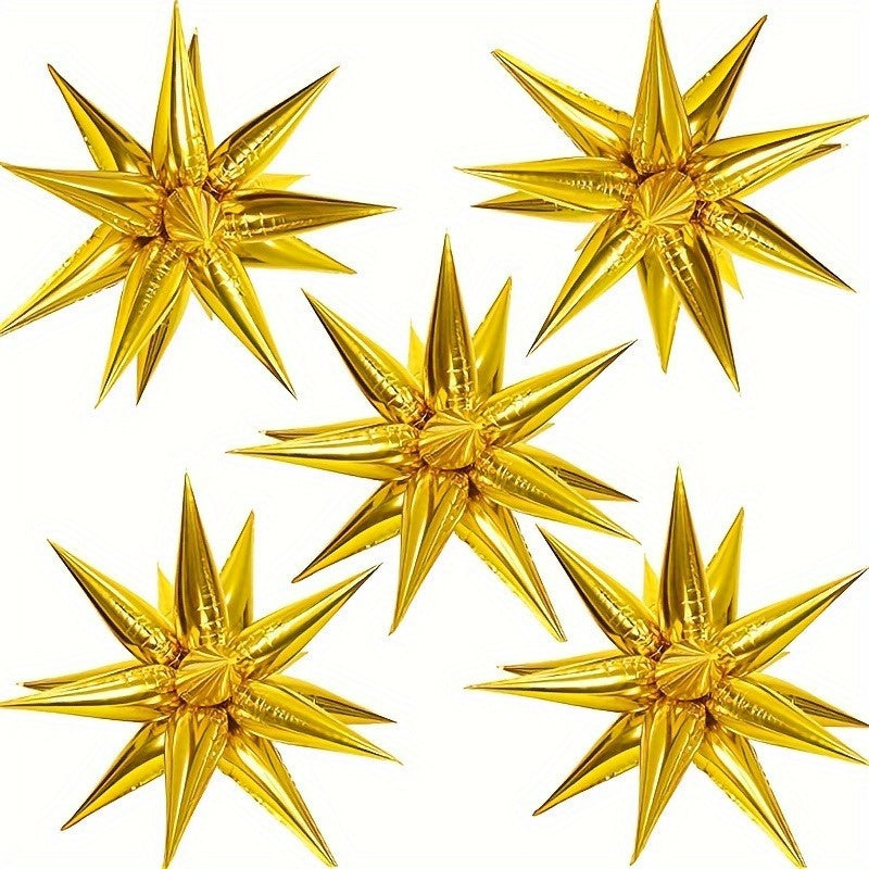 12pcs Metallic Explosion Star Foil Balloons for Parties and Celebrations