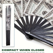 Ручной вентилятор диаметром 13 дюймов с дизайном из банкноты в $100, черной лентой-ручкой для вечеринок, свадеб и мероприятий