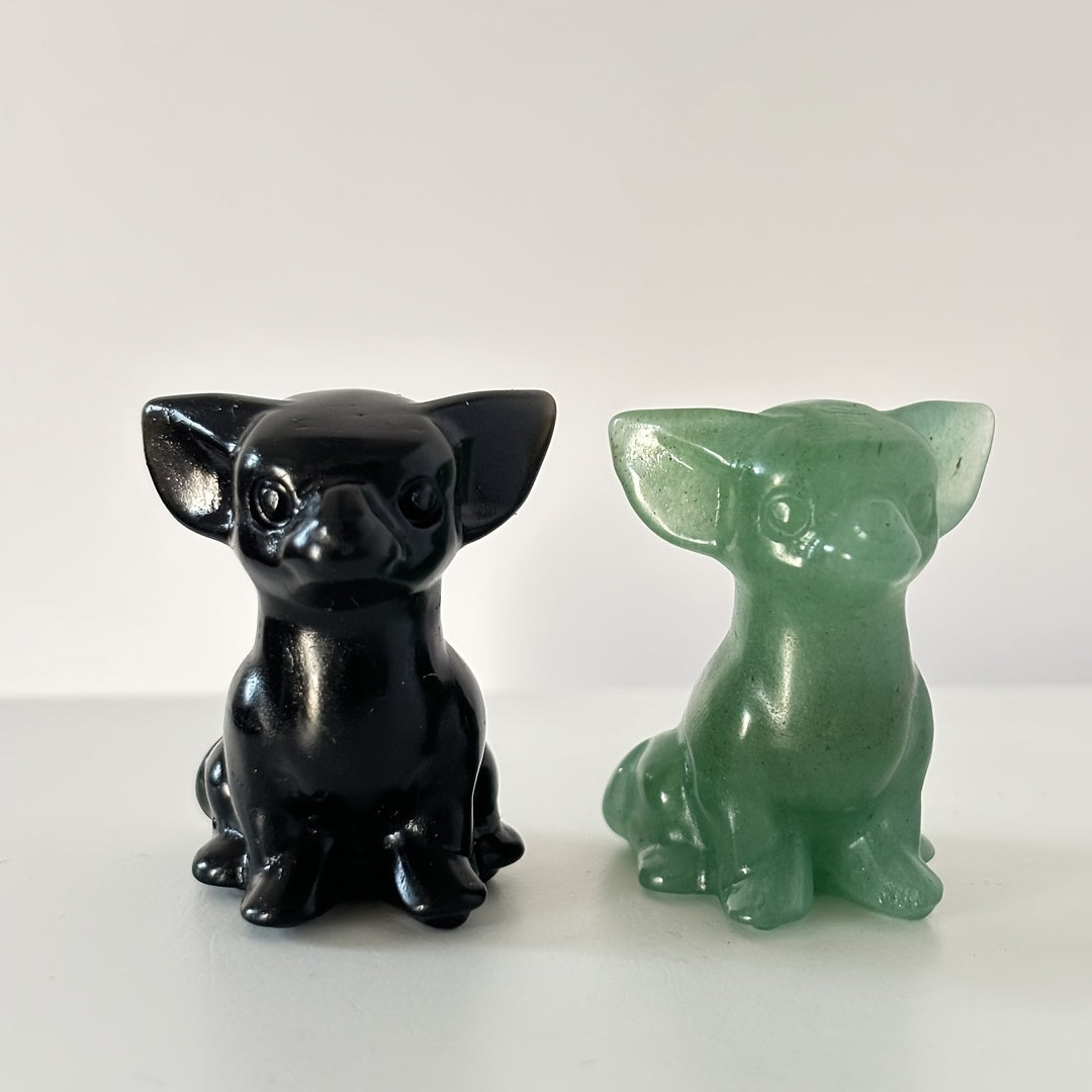 Crystal Chihuahua Dog Carving Natural Crystal Home Decor Office Decor Gift