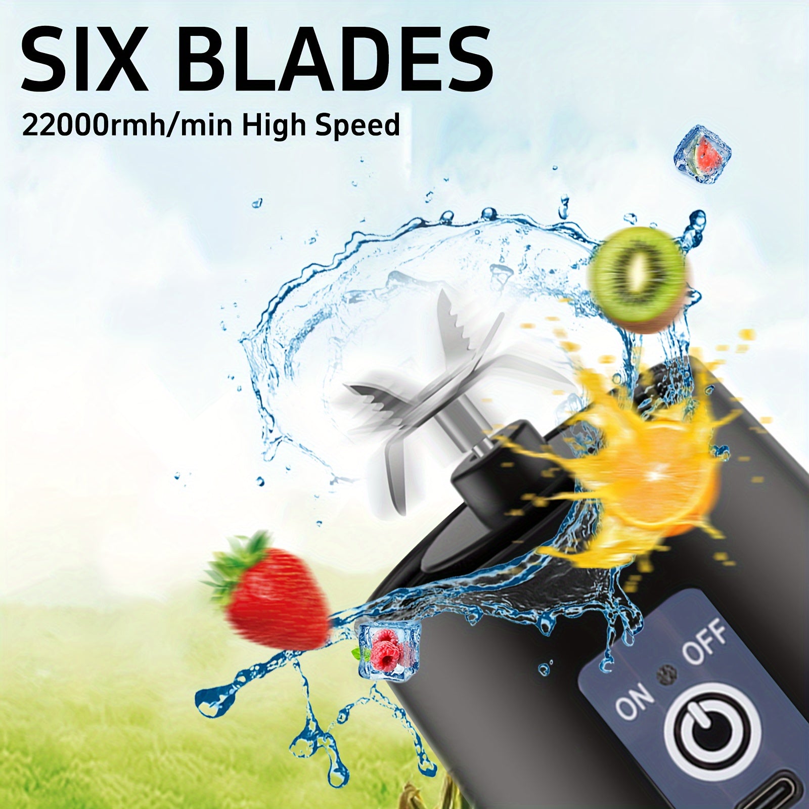 Portable Mini Blender 380ml USB Rechargeable Shakes Smoothies Ice Mixer