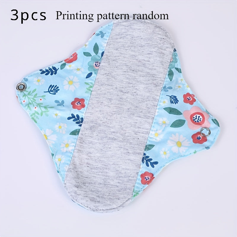 3 dona qayta ishlatiladigan Grafen gigiena padlari ayollar uchun nafas oladigan paxta gullik naqshlar bilan inkontinensiya, homiladorlik, keksa uchun