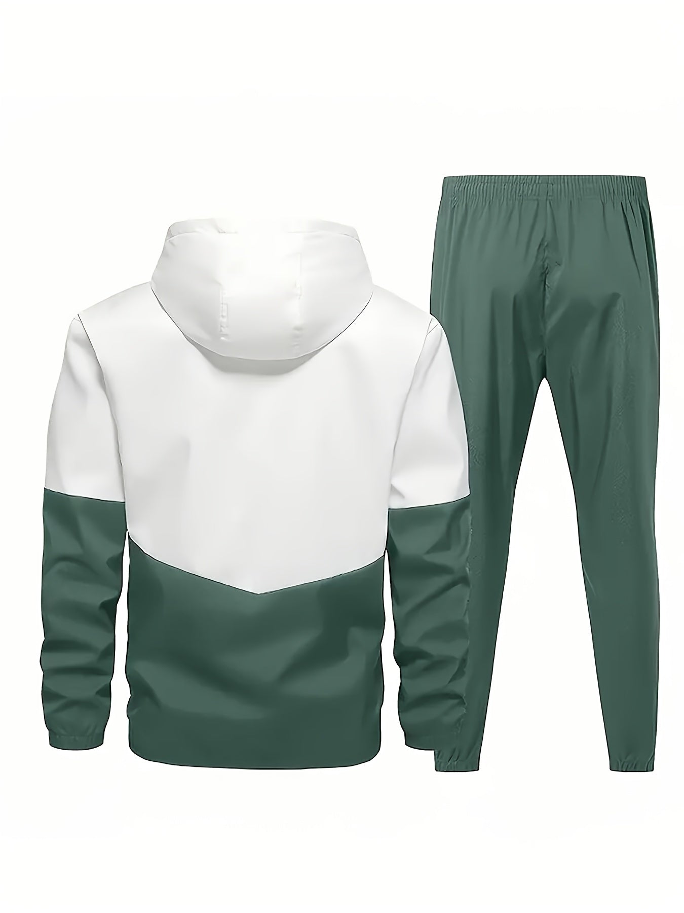 Traje de chándal con capucha para hombre de poliéster, con bloques de color y parches, para uso al aire libre y casual