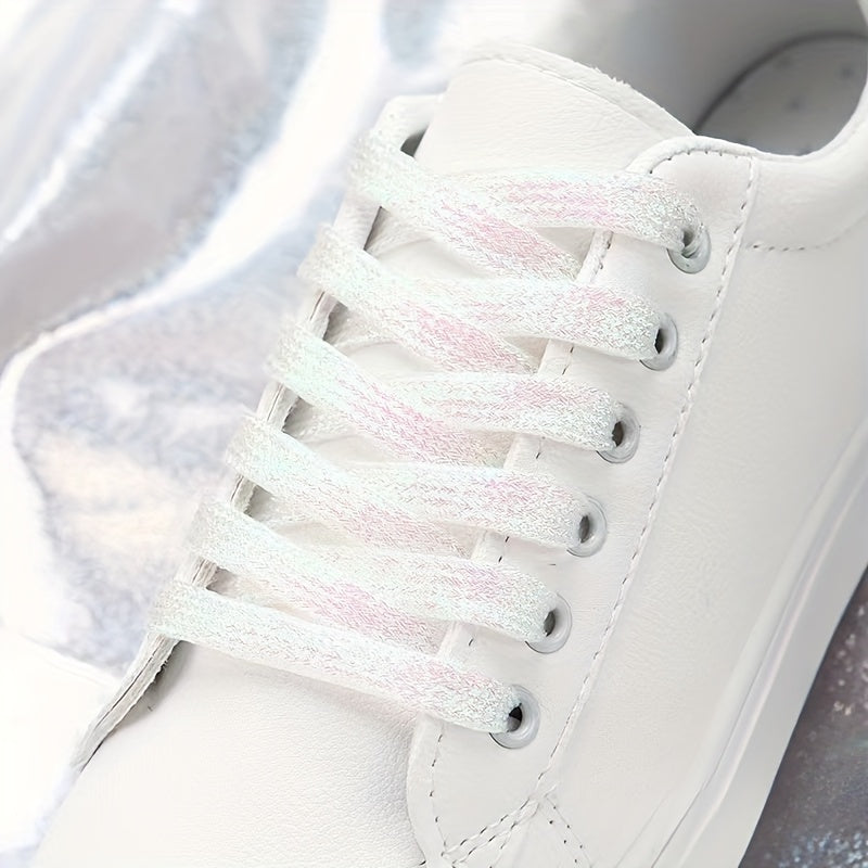 Unisex Glitter Shoe Laces Metallic Silver and Gold Flat for Sneakers