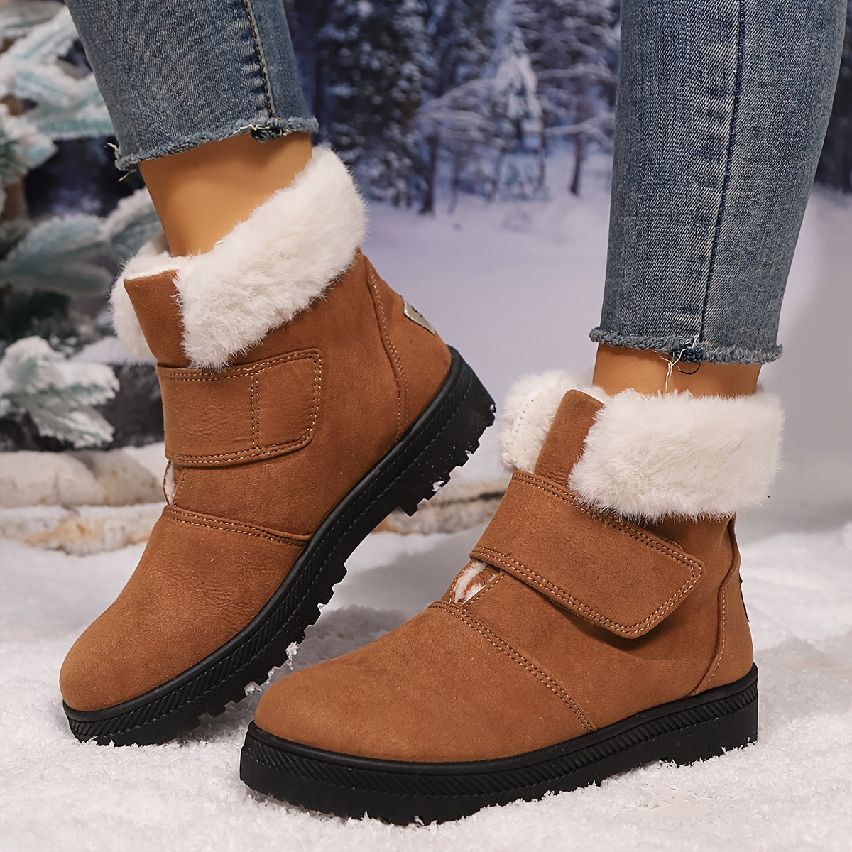 Women's Fleece-Lined Snow Boots Non-Slip High-Top Ankle Boots