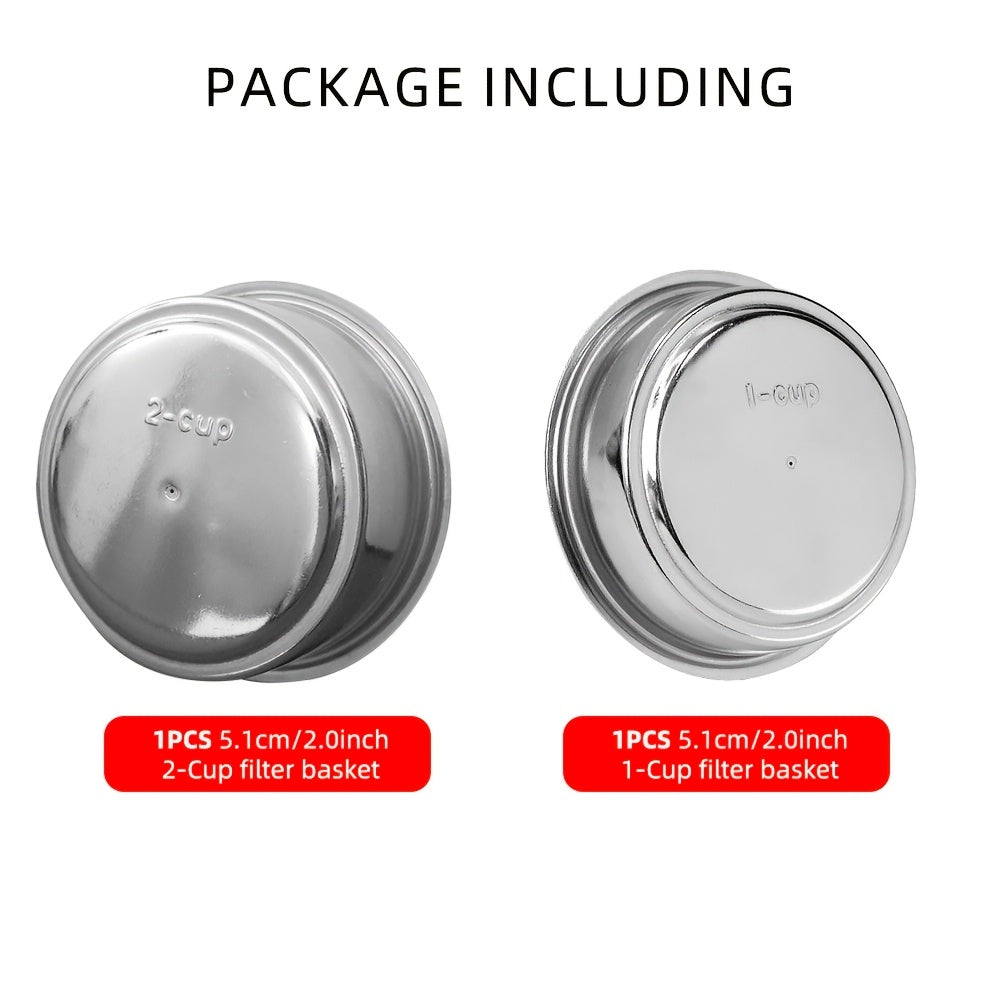 Espresso Filtr Savati - Ikki Qavatli Paslanmaydigan Po'lat, 51mm, Pressizlangan Puk Ekrani bilan. Gourmet Qahva Pishirish uchun Ikki Qavatli Portafilter O'rnini Bosuvchi.