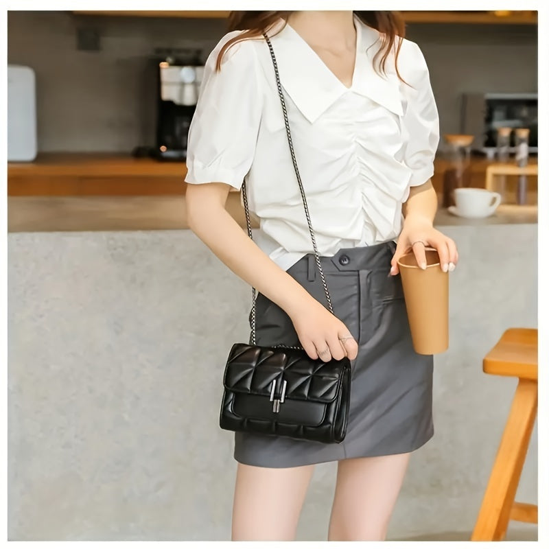 Bolso cruzado mini de cuadros para mujer con correa ajustable de cuero sintético