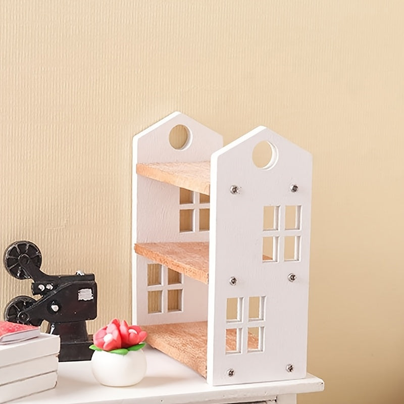 Dollhouse uchun Miniatür Oq Yog'och Polka - 1:12 Masshtab, Saqlash va Dekor uchun Ideal, Har qanday Xona yoki Oziq-ovqat O'yinlari uchun Mos, Ob11 Dollari bilan Mos keladi