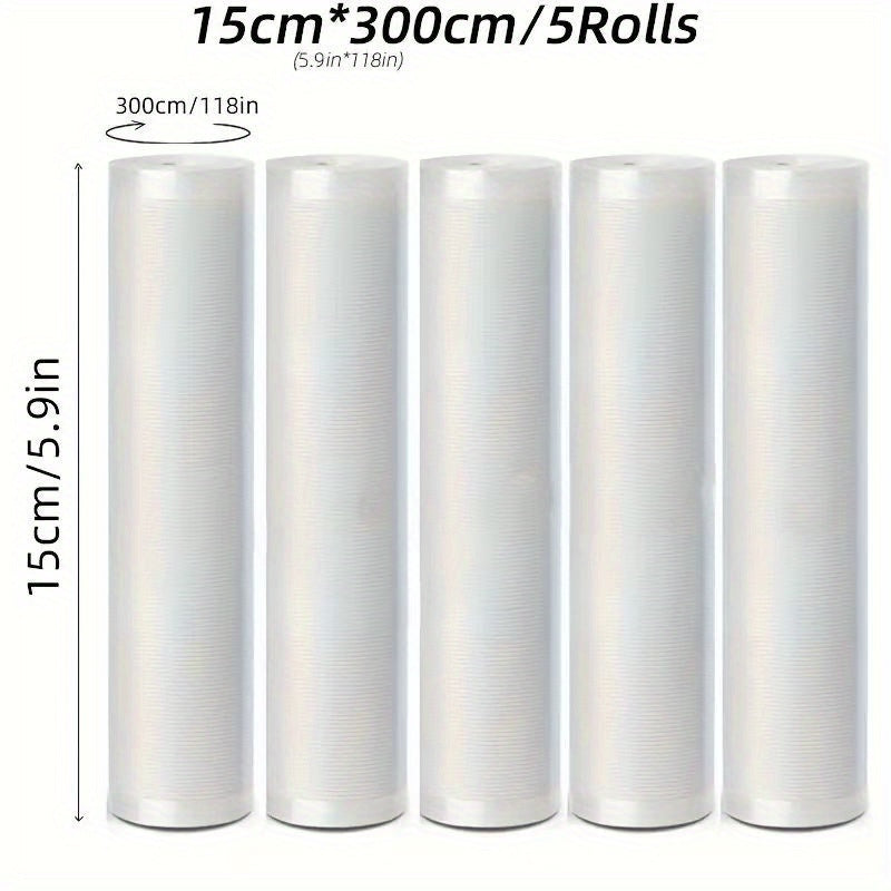 Vacuum Sealed Kitchen Storage Bags Set 5 Rolls Food Saver Organizer