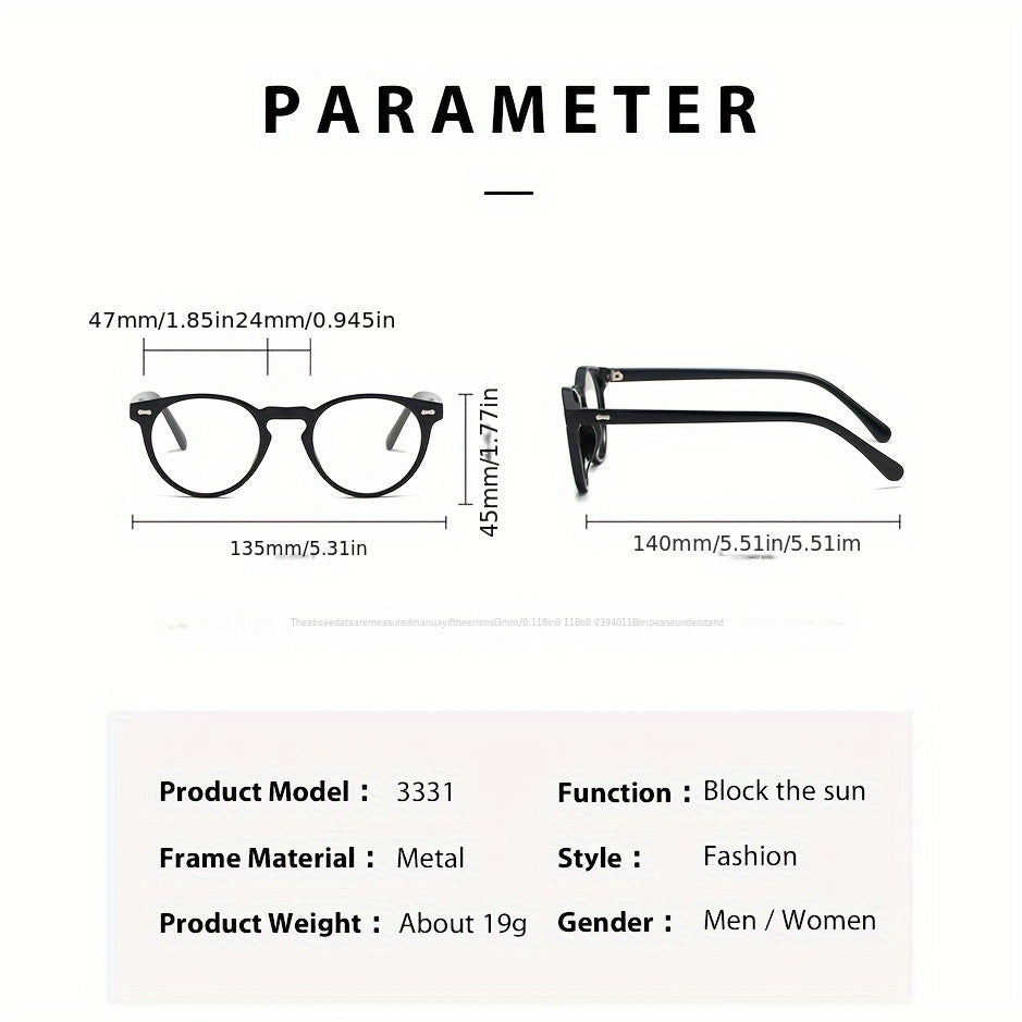 Ретро-круглые поляризационные очки для мужчин и женщин с деталями в виде рисовых гвоздей для облегчения напряжения глаз