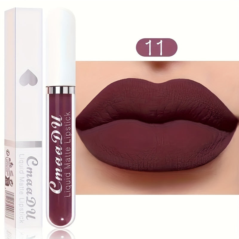 Labial líquido mate impermeable para mujer, 18 colores, hidratante, de secado rápido