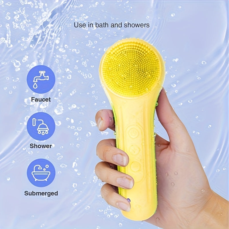 USB zaryadlash bilan qayta zaryadlanuvchi elektr yuz skrab cho'tkasi, barcha teri turlari uchun chuqur tozalash silikon tizimi, 600mAh litiy batareykasi, jonli sariq dizayn, Onalar kuni uchun ideal sovg'a yoki