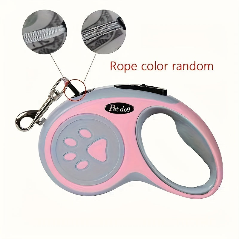 Nylon Retractable Dog Leash with One-Button Control for Small and Medium Pets