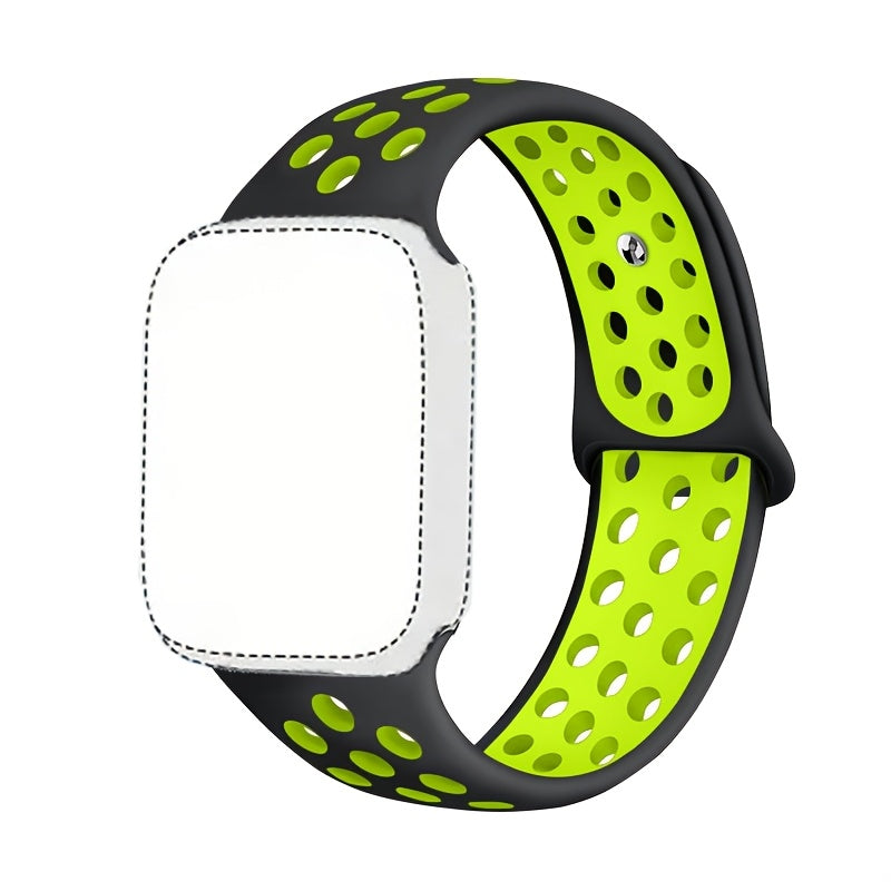 Silicone Watch Band for Apple Watch Ultra SE Series 1-10 Breathable Sport Strap with Deployant Clasp