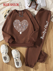 Children's Long Sleeve Two-Piece Suit for Outdoor Play Polyester Geometric Pattern