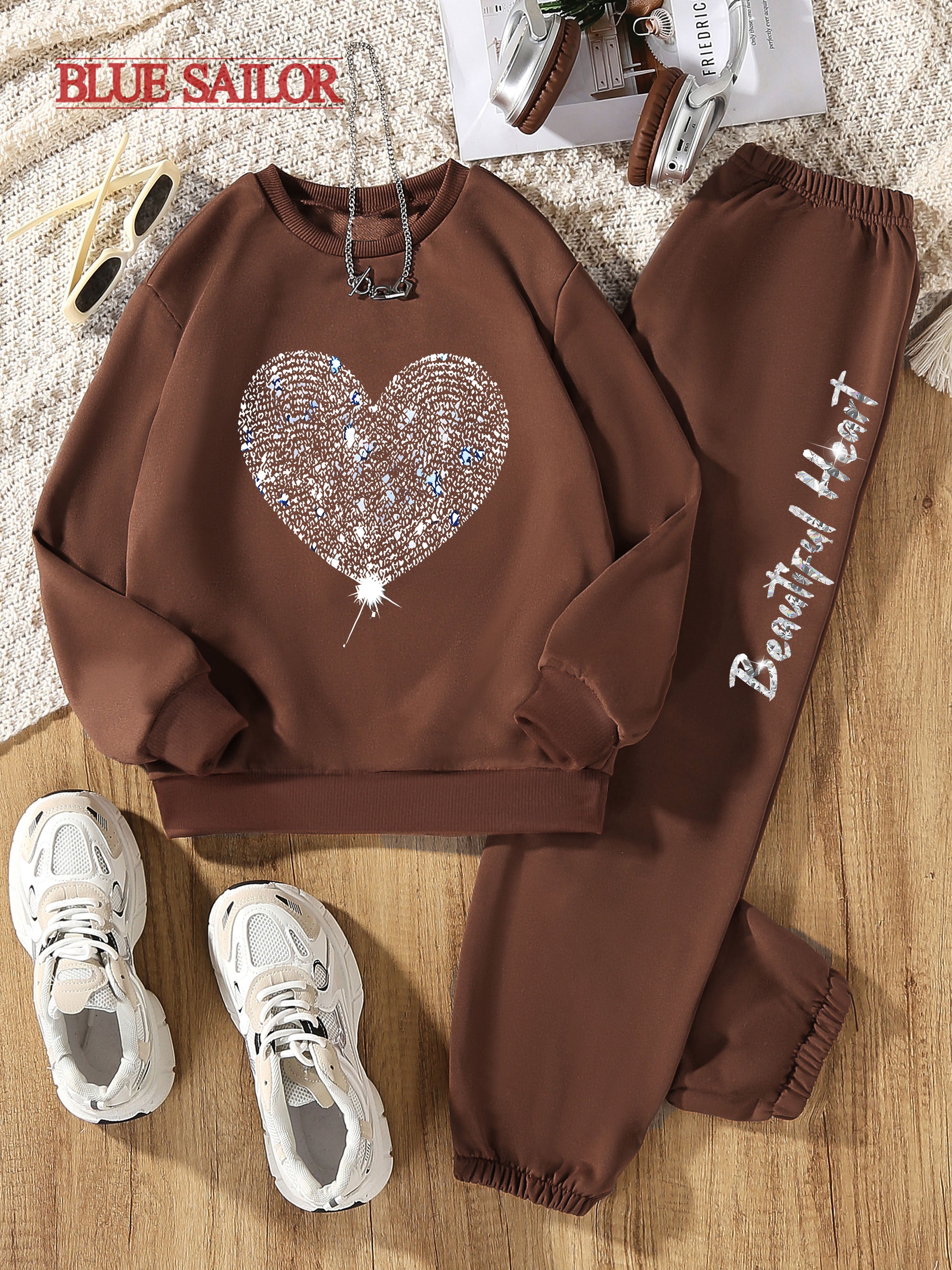 Children's Long Sleeve Two-Piece Suit for Outdoor Play Polyester Geometric Pattern