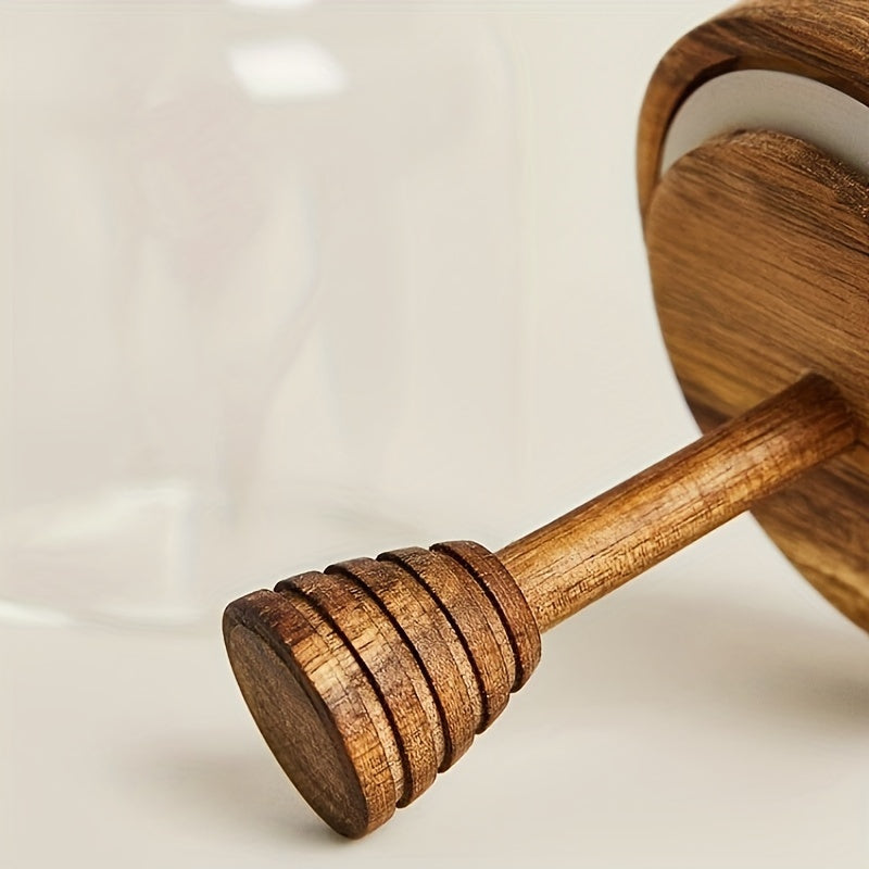 Glass Honey Jar with Wooden Stirring Stick, Transparent Storage, 16oz