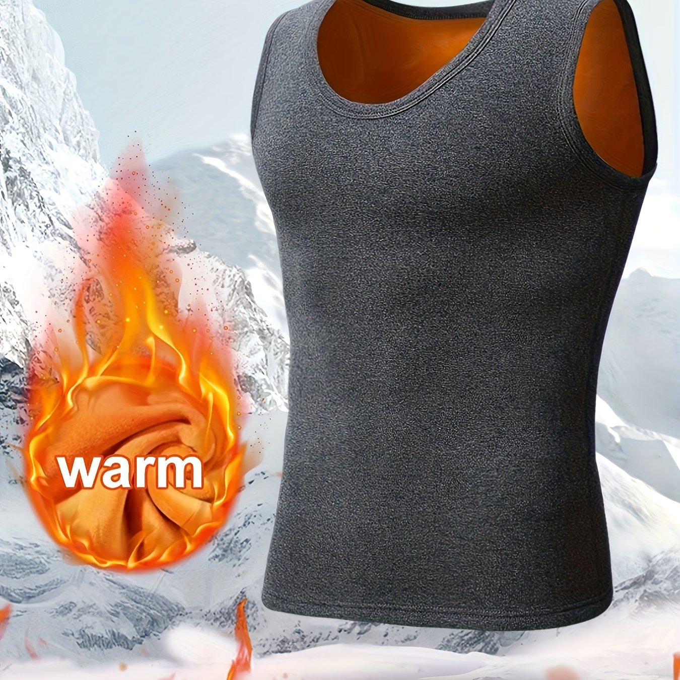 Men's Slim Fit Thermal Tank Top Windproof Fleece Lined for Fall Winter Outdoor