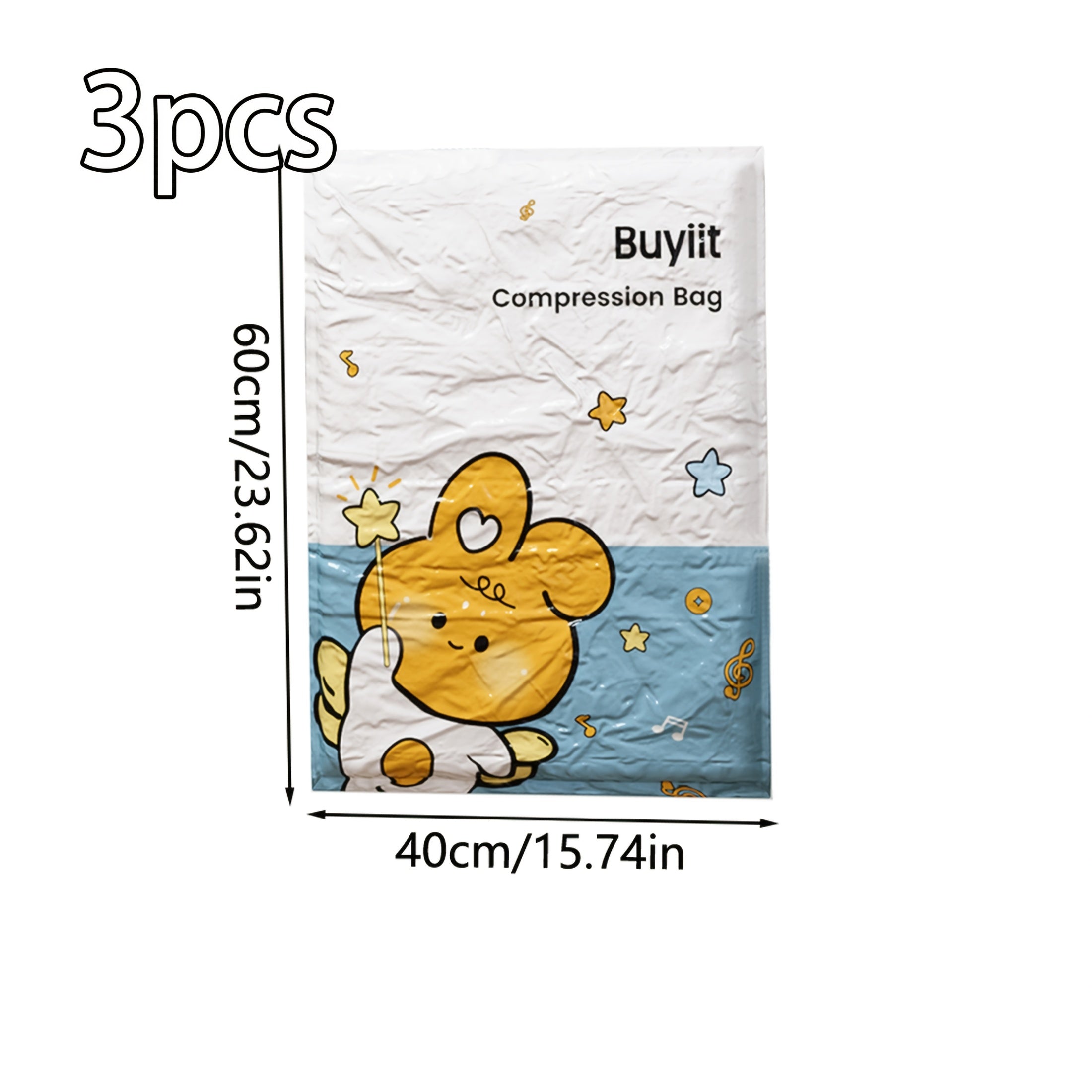 3 ta yurak bargi quyonli vakuum saqlash sumkallari to'plami, yostiq, kiyim, to'shaklar uchun, joyni tejash