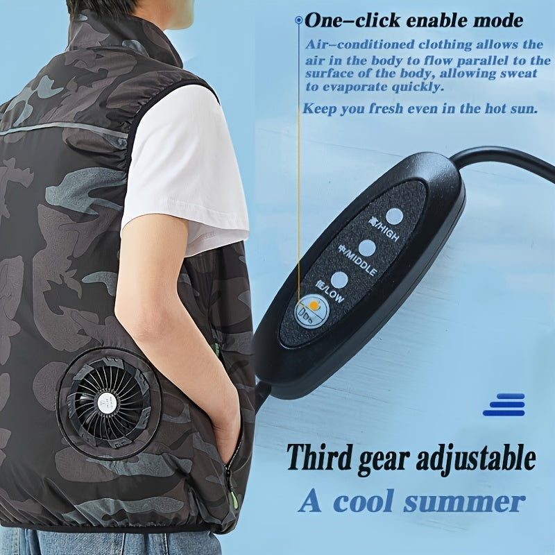 USB-Powered Cooling Vest with Silent Fans, Adjustable Speed, Unisex Sleeveless Air Conditioner Clothing
