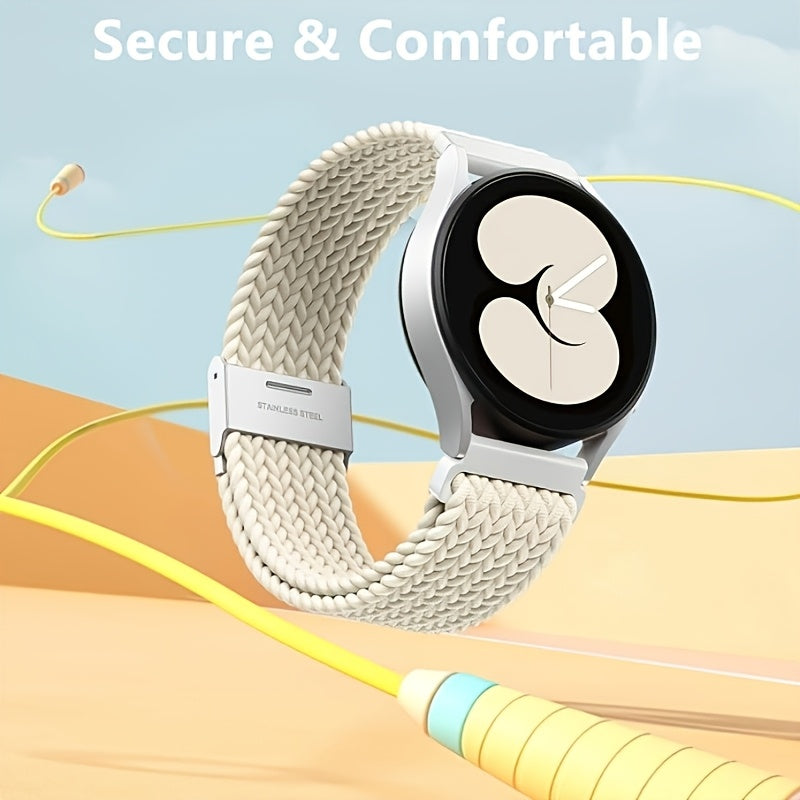 Nylon Braided Sport Loop Band for Galaxy Watch 4 5 6 7 and Active 2 3 4 5 22mm Strap for Men Women