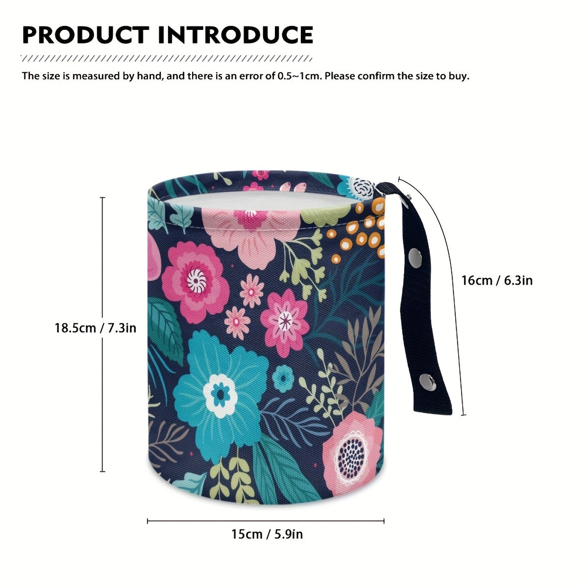 Pink Flowers Car Trash Can Dustbin for Travel and Interior Storage