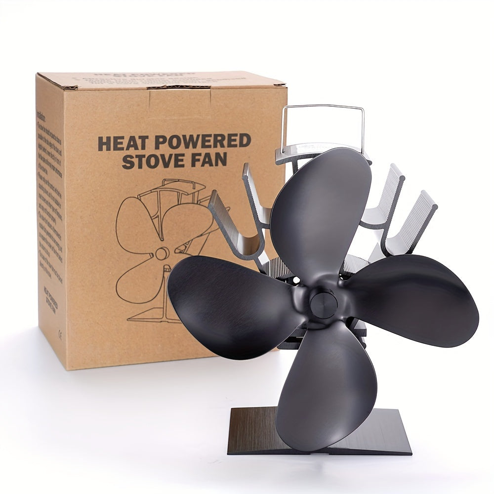 Heat Powered Stove Fan 4-Blade Fireplace Fan for Energy Efficiency and Home Comfort