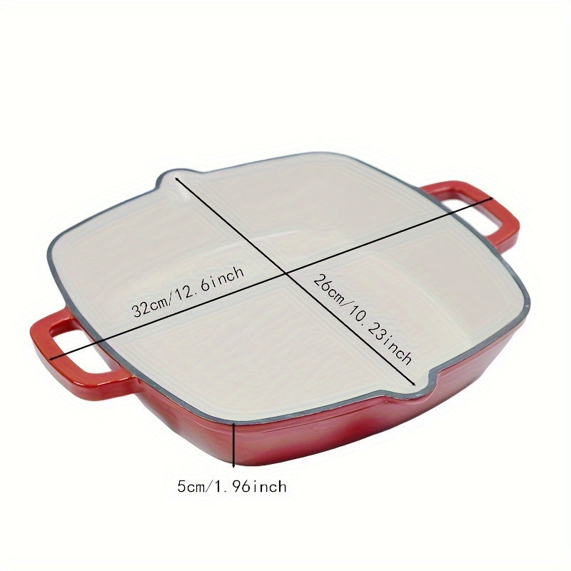 To‘g‘ri burchakli emal qoplangan quyma temir qozon - Ichki pishirish uchun ideal, mustahkam tutqichi va tozalash oson yuzasi mavjud, gaz va elektr pechlari bilan mos - 25.4 sm chuqurlikdagi kvadrat, qizil rang