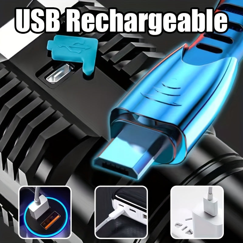 Rechargeable LED Flashlight with Cob Side Lights and USB Charging