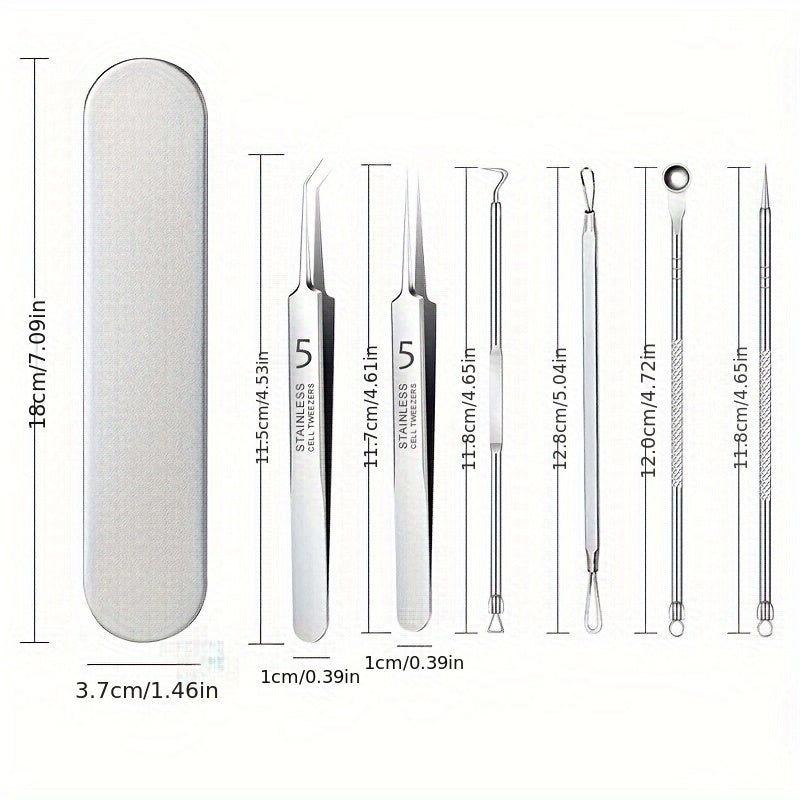 Профессиональный набор для удаления черных точек и прыщей с пинцетами, иглой, всасывающими салфетками